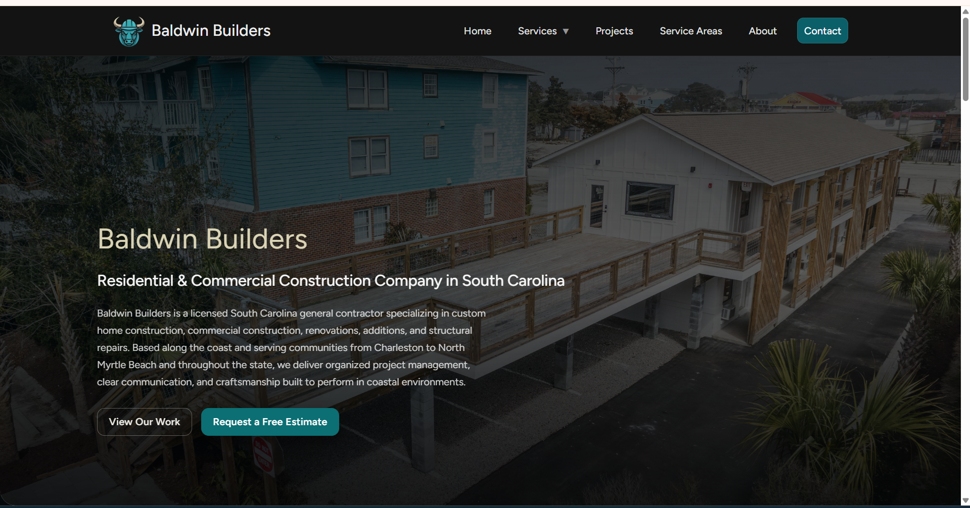 Baldwin Builders website design by Baldwin Digital — contractor marketing site with lead generation focus