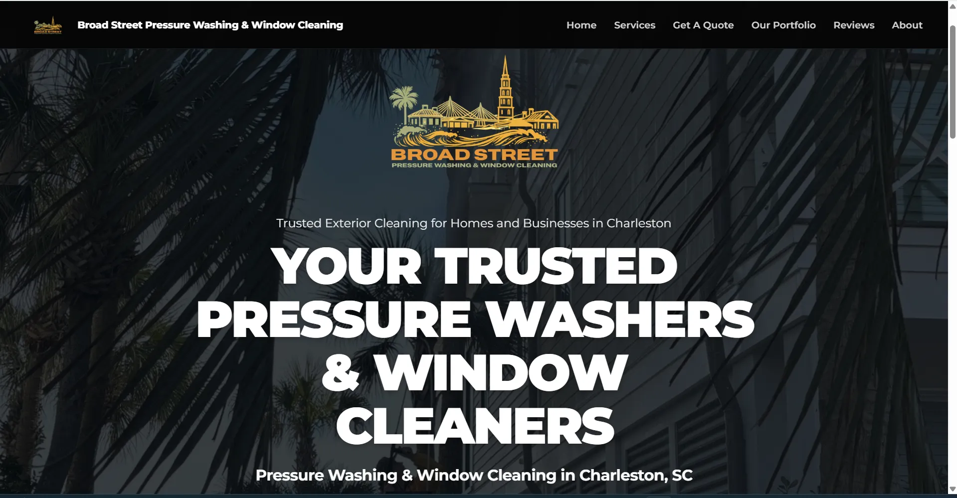Broad Street Pressure Wash homepage &mdash; the kind of conversion-focused landing page that paid traffic actually closes on