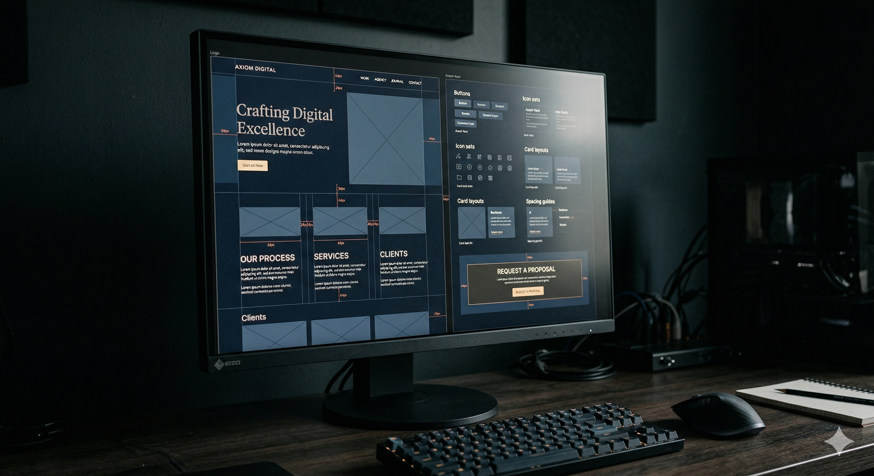 Website wireframe showing Baldwin Digital's structured approach to SEO-focused web design