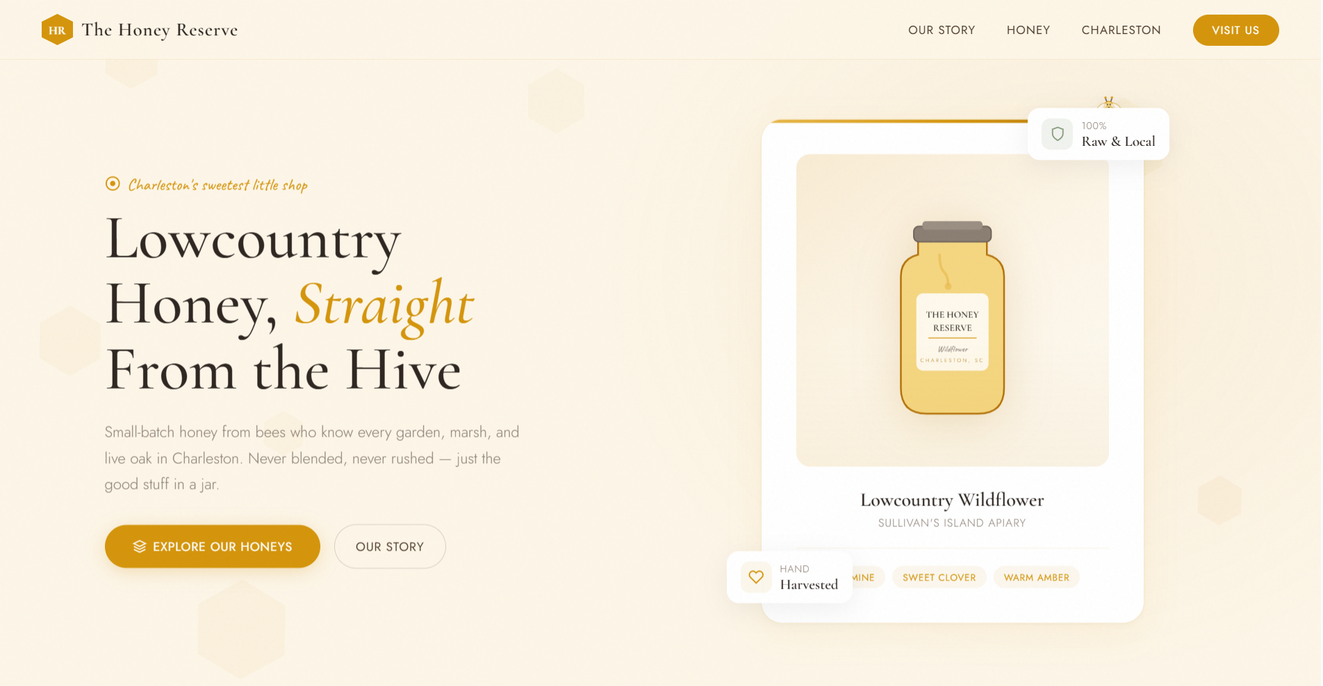 The Honey Reserve website design by Baldwin Digital — custom e-commerce layout with warm branding